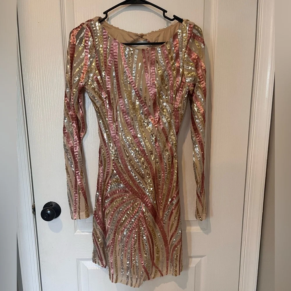 Long Sleeve Sequined Dress - Picture 4 of 5